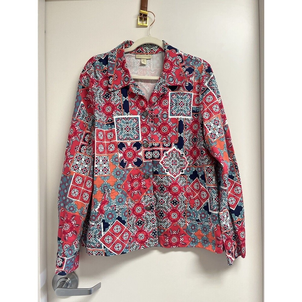 APPLESEED'S Multi-Colored Long Sleeve Geometric Boho Jacket Women's Size XL